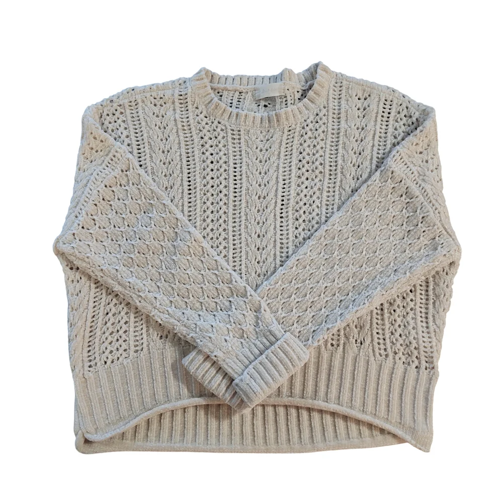 Altar'd State Chenille Cream Cable Knit Sweater Women's Size Small - Picture 4 of 6